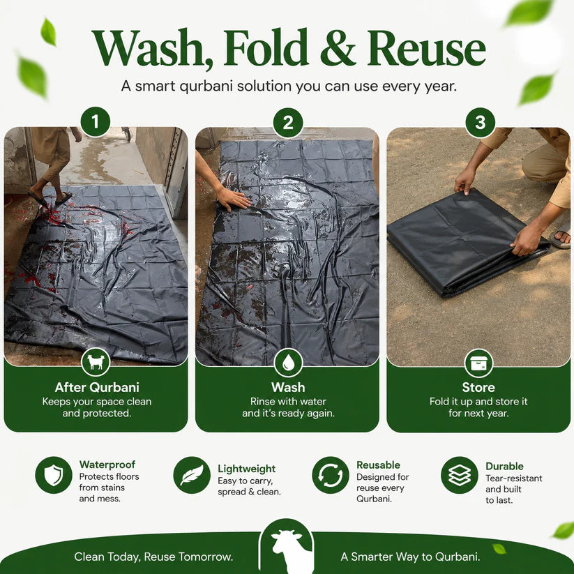 Meat Mat Premium Waterproof for Qurbani | Heavy Duty Reusable Cutting Sheet | Bakra Eid Hygiene Mat Pakistan