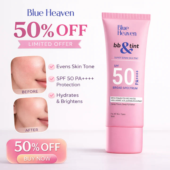 Blue Heaven Super Serum Skin Tint | 4-in-1 BB Cream + Serum + SPF 50+ PA++++ | Dewy Finish, Deep Hydration