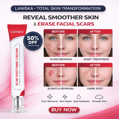 Laniska Scar Soothing Cream | 7-in-1 Skin Repair with Argan Oil, Shea Butter, Vitamin E & Hyaluronic Acid | Fades Scars, Warts & Scratches, Deep Hydration