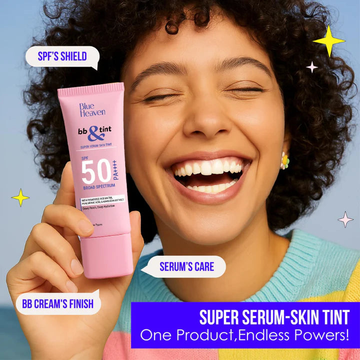 Blue Heaven Super Serum Skin Tint | 4-in-1 BB Cream + Serum + SPF 50+ PA++++ | Dewy Finish, Deep Hydration