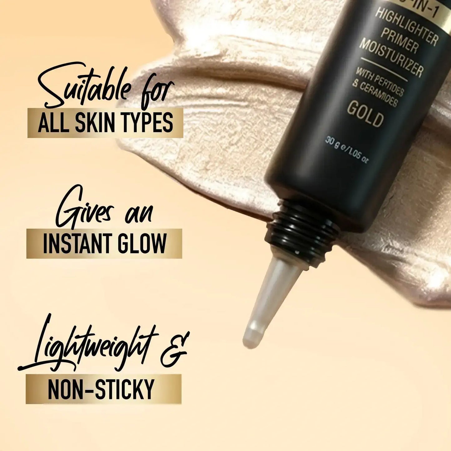 RENÉE Yours Truly 3-IN-1 Strobe Cream | Highlighter + Primer + Moisturiser | Gold