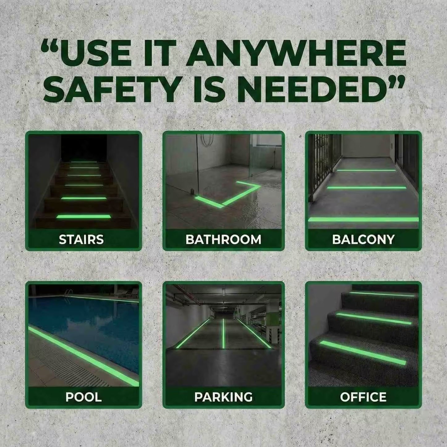 Anti Slip Stair Tape - Glow in Dark