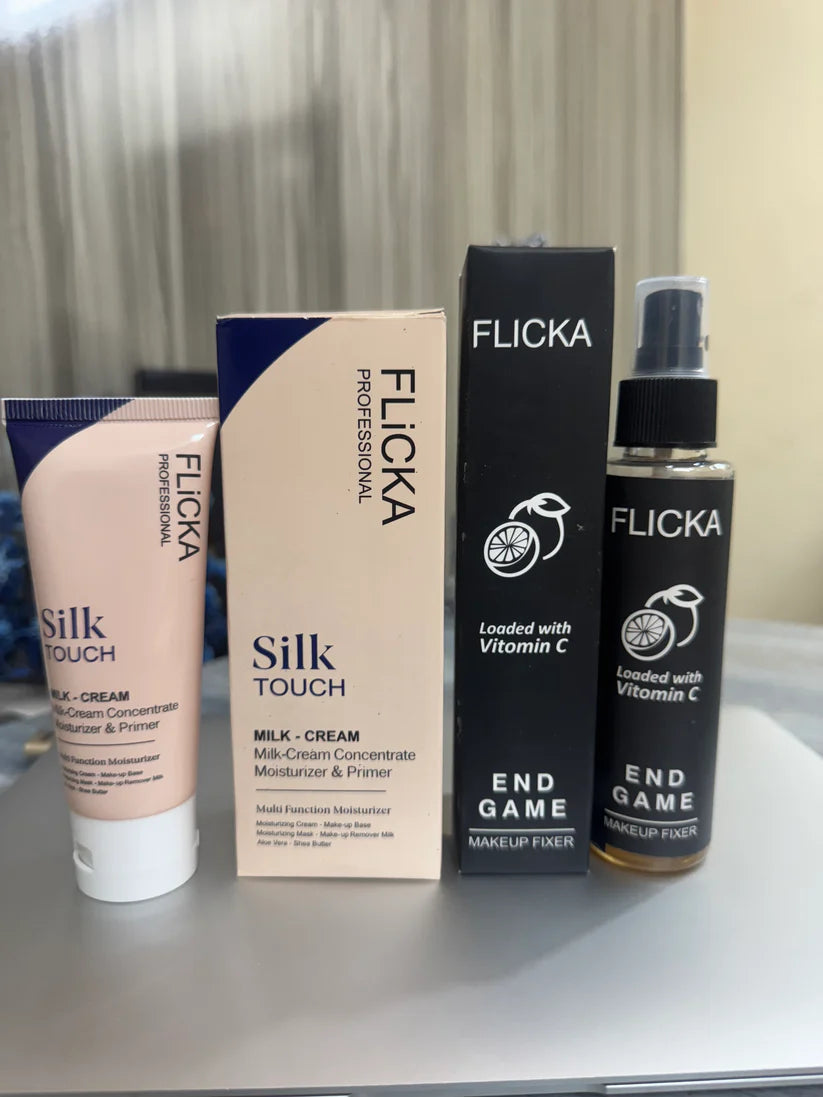 Flicka Silk Touch - 3 in 1 Moisturizer,Primer & Sunscreen for Face + End Game Makeup Fixer - The Ultimate Vitamin C-Infused