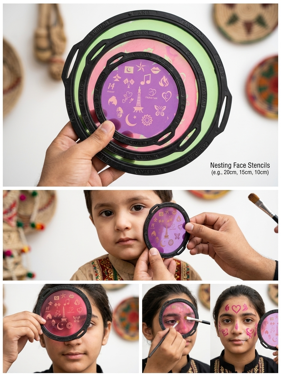 Face Painting Stencil Set (14 August Design)