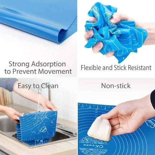 Silicone Baking & Rolling Mat with Measurement Guide – Non-Stick, Reusable, Easy to Clean