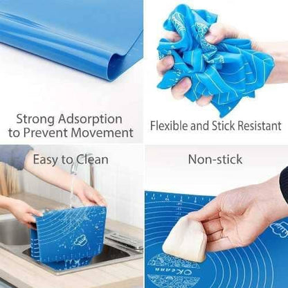 Silicone Baking & Rolling Mat with Measurement Guide – Non-Stick, Reusable, Easy to Clean