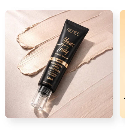 RENÉE Yours Truly 3-IN-1 Strobe Cream | Highlighter + Primer + Moisturiser | Gold